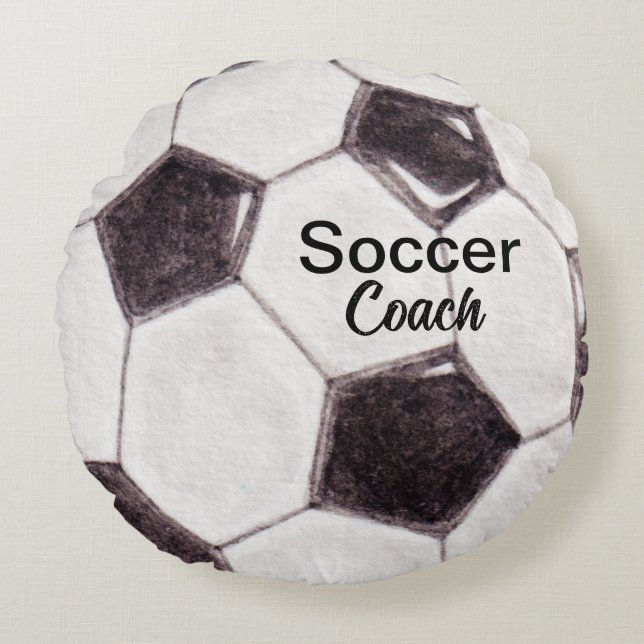 Anpassningsbar Soccer Coach Keepsak Rund Kudde (Framsidan)