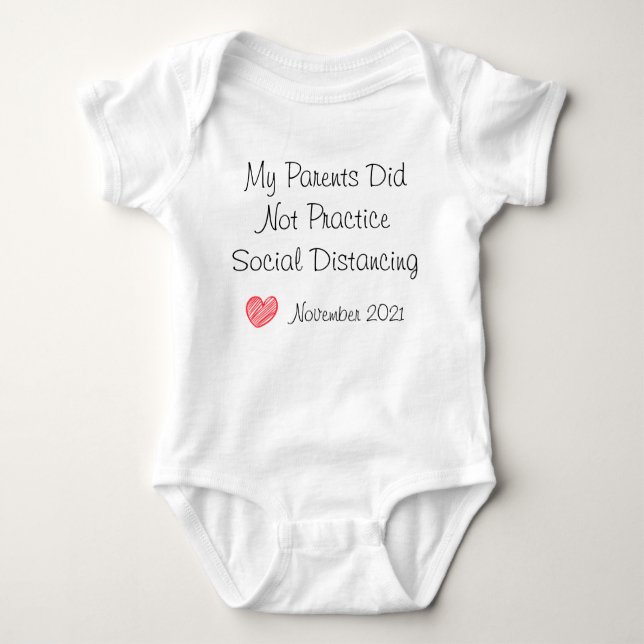 Anpassningsbar Social Avstånd Baby Bodykostym T Shirt (Framsida)