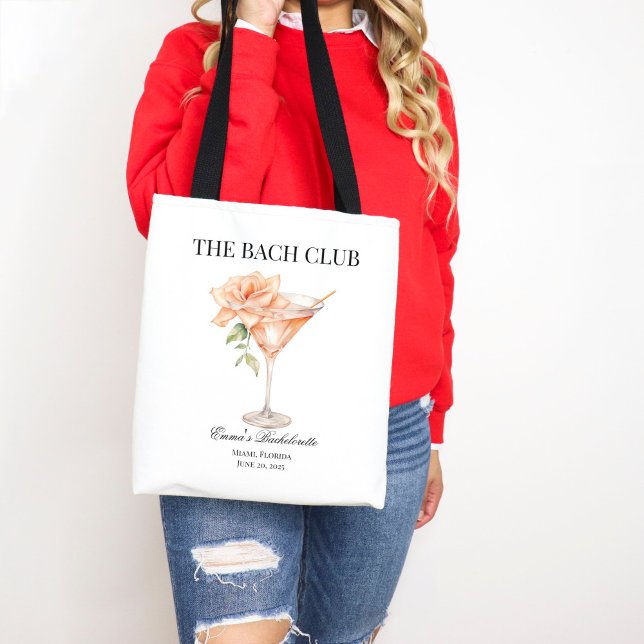 Anpassningsbar Social Klubb  Cocktail Bachelorette Tygkasse (Custom Club Blush Cocktail Tote Bag)