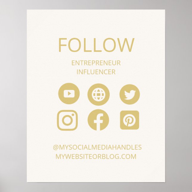 ANPASSNINGSBAR SOCIAL MEDIA ICONS-SIGN AFFÄRSMALL POSTER (Framsidan)