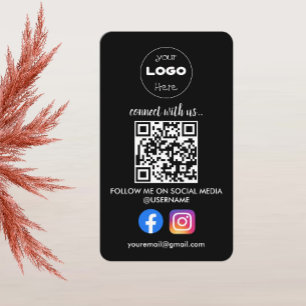 Anpassningsbar Social Media QR-kod, svart Professi Visitkort