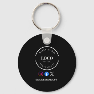 Anpassningsbar Social Media QR-logotyp, svart Nyckelring