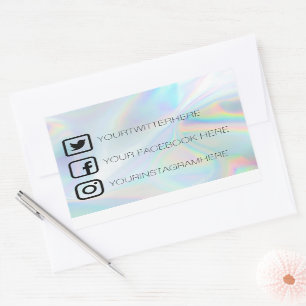 Anpassningsbar Social Media Stickers Faux Holo Rektangulärt Klistermärke