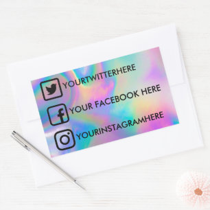 Anpassningsbar Social Media Stickers Faux Holo Rektangulärt Klistermärke