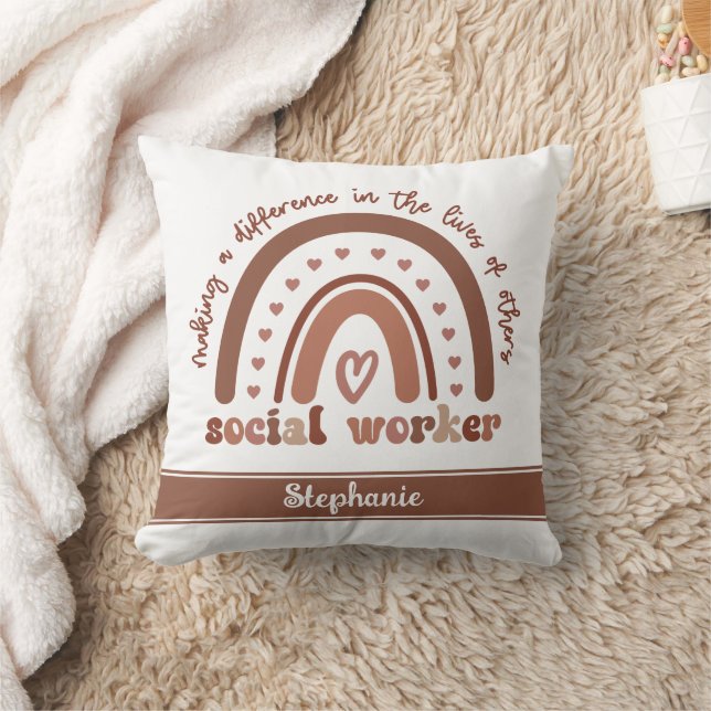 Anpassningsbar Social Worker-uppskattningar, Stude Kudde (Filt)