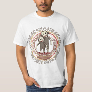 Anpassningsbar Sock monkey Mamma t-shirt