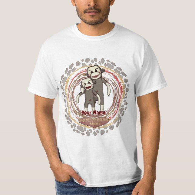Anpassningsbar Sock monkey Mamma t-shirt (Framsida)