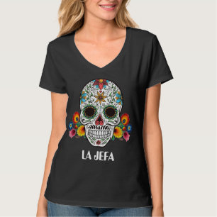 Anpassningsbar SOCKER SKULL Kortärmad Kvinnor V-n T Shirt