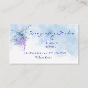 Anpassningsbar Soft Watercolor Blue Dragonfly Busi Visitkort