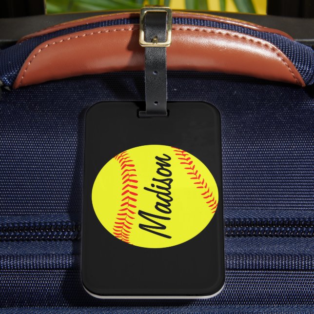 Anpassningsbar Softball Luggage Tag Bagagebricka (Framsida Insitu 2)