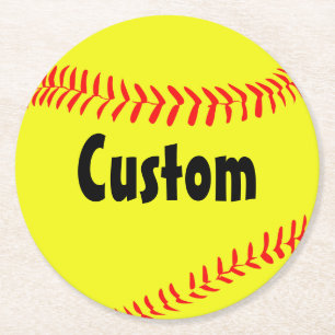 Anpassningsbar Softball Papper Drink Coasters Underlägg Papper Rund