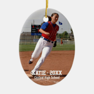 Anpassningsbar Softball Photo Player Namn, skolår Julgransprydnad Keramik