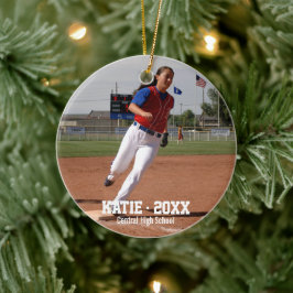 Anpassningsbar Softball Photo Player Namn, skolår Julgransprydnad Keramik
