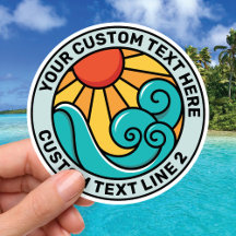Anpassningsbar Sol och Surfa Sticker - Travel Souv
