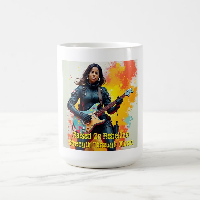 Anpassningsbar Soldier Girl Guitarist Art Inspirat Kaffemugg (Center)