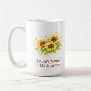 Anpassningsbar solros hjärta mors dag-mugg kaffemugg