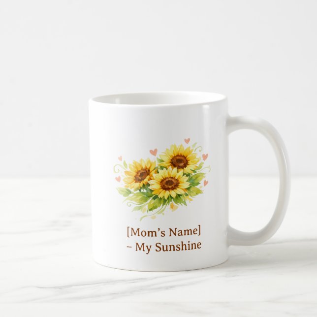 Anpassningsbar solros hjärta mors dag-mugg kaffemugg (Höger)