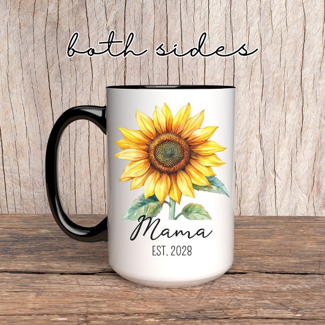 Anpassningsbar Solros Mugg för Mamma, mormor eller (mom sunflower gift, grandma sunflower gift, mothers day sunflower mug, mothers day mug for mom,)