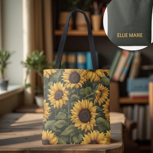 Anpassningsbar Solrosbok för lärare, Student och k Tygkasse (custom sunflower bag, best mom ever gift, bridesmaid proposal tote, bachelorette gift bag)
