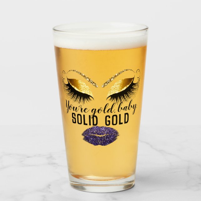 Anpassningsbar som du är Guld Solid Guld Beer Prom Glaskopp (Framsida fylld)