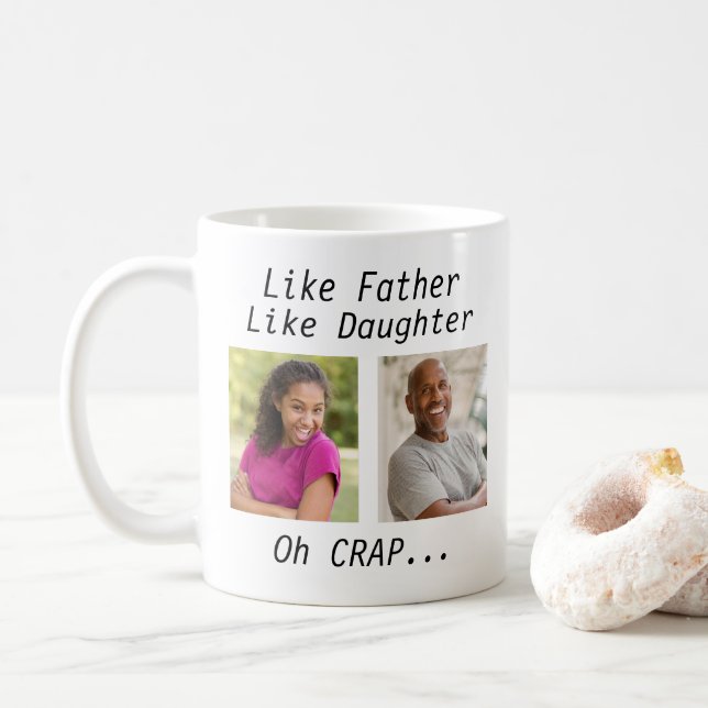 Anpassningsbar som Far lik dotter/son med foton Kaffemugg (Med munk)