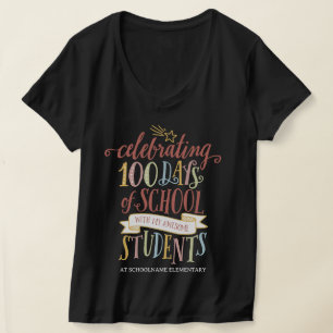 Anpassningsbar som firar 100 dagar för skollärare t shirt