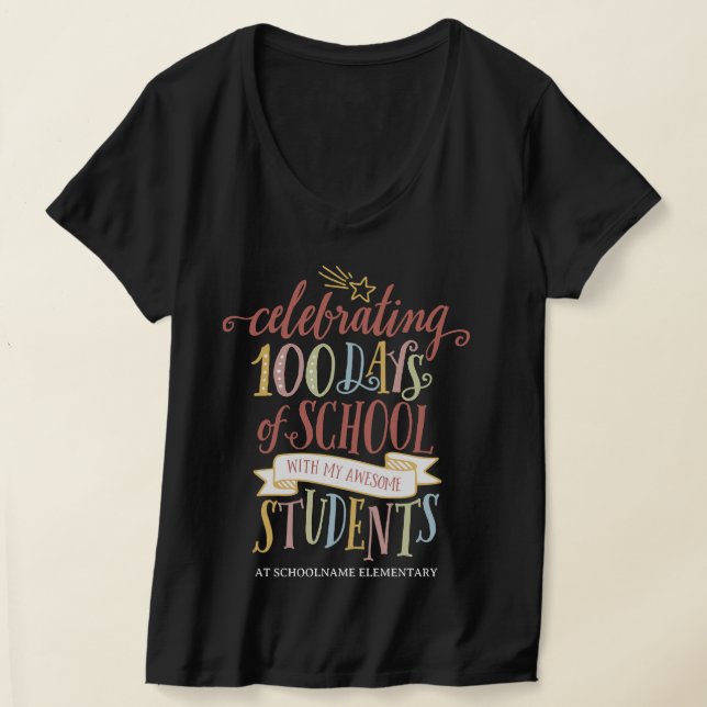 Anpassningsbar som firar 100 dagar för skollärare t shirt (Laydown)