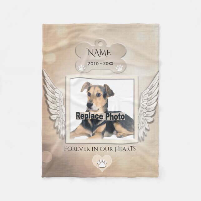 Anpassningsbar som konverterar Hund Foto Memorial  Fleecefilt (Framsidan)