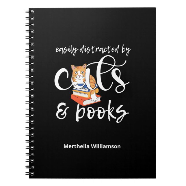 Anpassningsbar SOM LÄTT DISTRAKTERAS AV KATT OCH B Anteckningsbok (Framsidan)