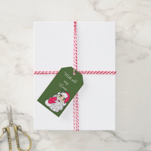 Anpassningsbar som vickar jultomten med text presentetikett (Med Snöre)