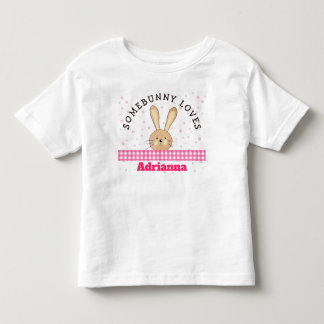 Anpassningsbar Somebunny Loves You Rosa Barn T-Shi T Shirt
