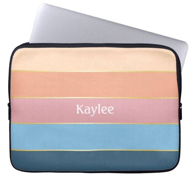 Anpassningsbar Sommar Färger Färg Block Rand Laptop Fodral (Framsidan)