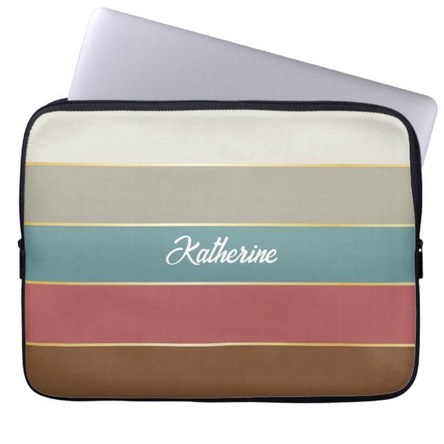 Anpassningsbar Sommar Färger Färg Block Rand Laptop Fodral (Framsidan)