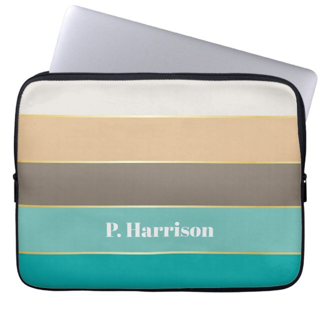 Anpassningsbar Sommar Färger Färg Block Rand Laptop Fodral (Framsidan)
