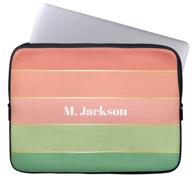Anpassningsbar Sommar Färger Färg Block Rand Laptop Fodral (Framsidan)