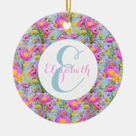 Anpassningsbar Sommarstuga Garden Blue Julgransprydnad Keramik