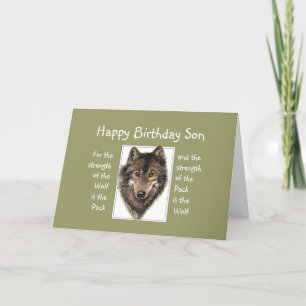 Anpassningsbar Son Birthday Varg Pack Family Quote Kort