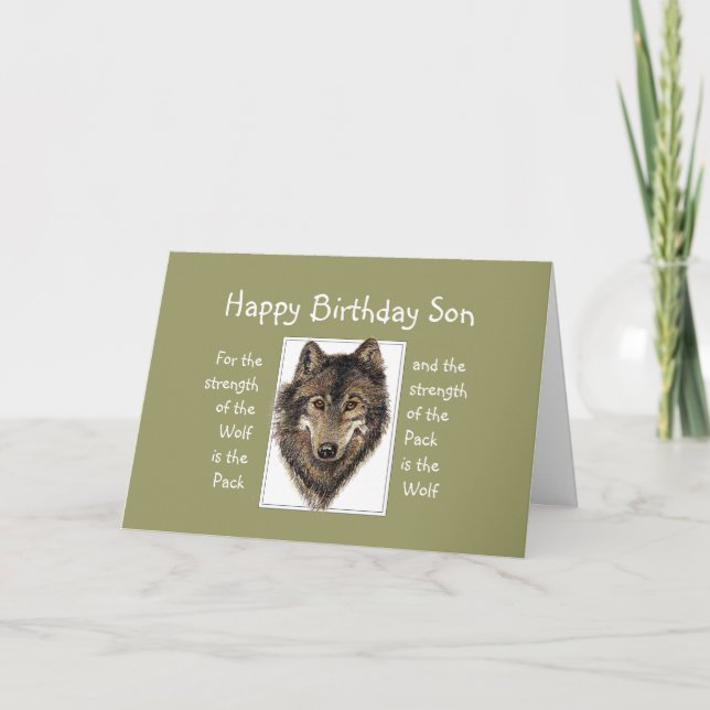 Anpassningsbar Son Birthday Varg Pack Family Quote Kort (Framsida)