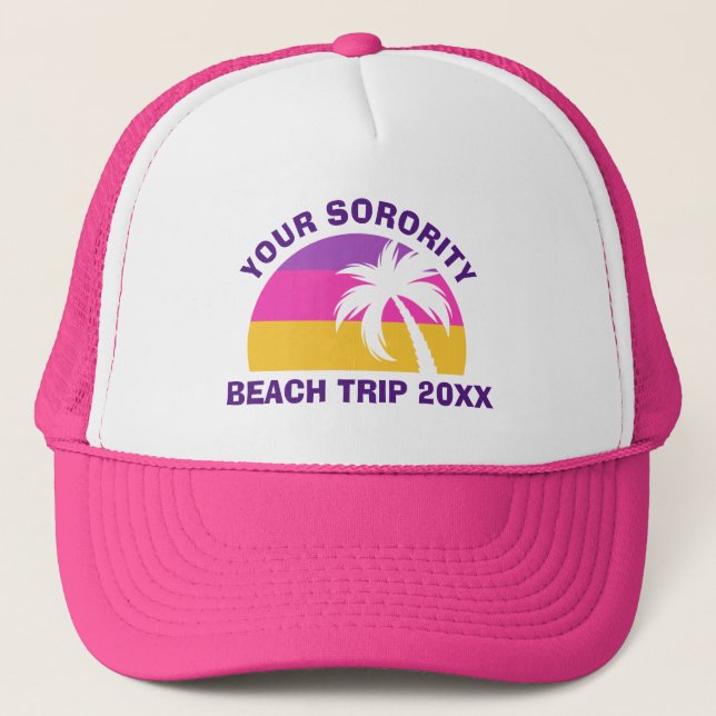 Anpassningsbar Sorority Beach Resa Reunion Rosa Ha Keps (Framsida)