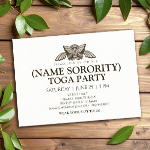 Anpassningsbar Sorority Grekiska Toga Party-inbjud Inbjudningar