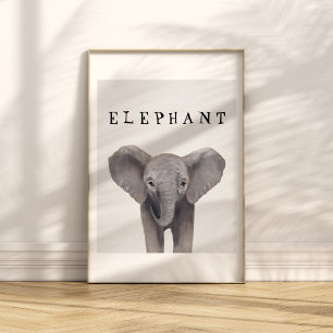 Anpassningsbar Söt Baby Elefant Barn Affisch