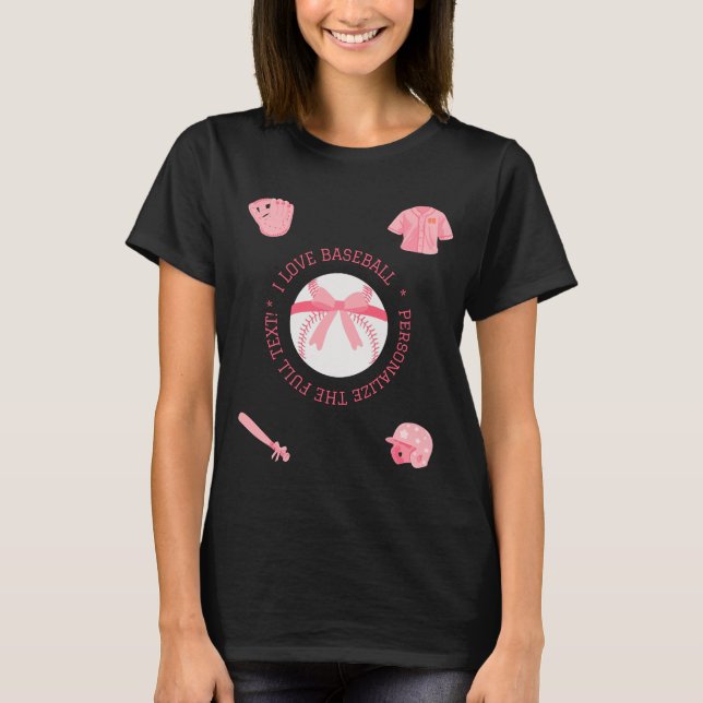 Anpassningsbar söt baseboll t-shirt för kvinnor (Framsida)