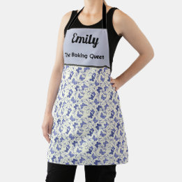 Anpassningsbar söt blue and white butterfly apron