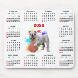 Anpassningsbar söt brittisk bulldoggskalender musmatta