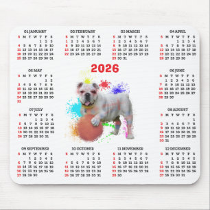 Anpassningsbar söt brittisk bulldoggskalender musmatta