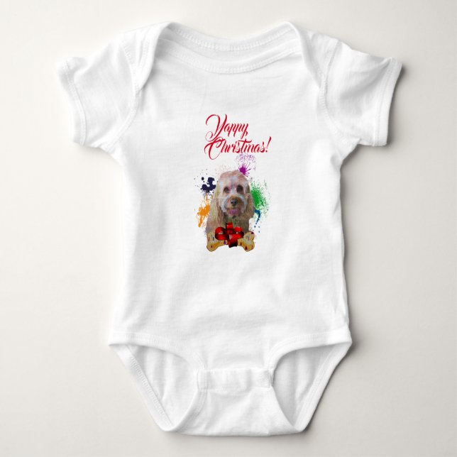 Anpassningsbar söt Cavapoo-hund Yappy jul T Shirt (Framsida)