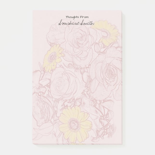 Anpassningsbar Söt Daisy Ro, disposition Bouquet Post-it Block (Framsida)