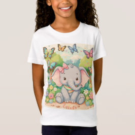 Anpassningsbar söt elefant och fjärilar t shirt