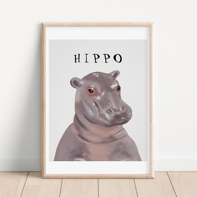 Anpassningsbar Söt Flodhäst Teckning Barn Poster (Skapare uppladdad)