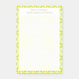 Anpassningsbar Söt Gult Dot Grid Garden Layout Pla Post-it Block